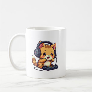 Cute Kawaii Cat Playing Video Games - Adorable Gam Coffee Mug