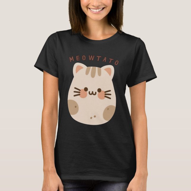 Cute Kawaii Cat Potato Mashup  T-Shirt (Front)