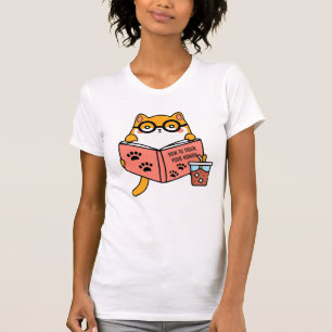 Cute Kawaii cat reading a book T-Shirt