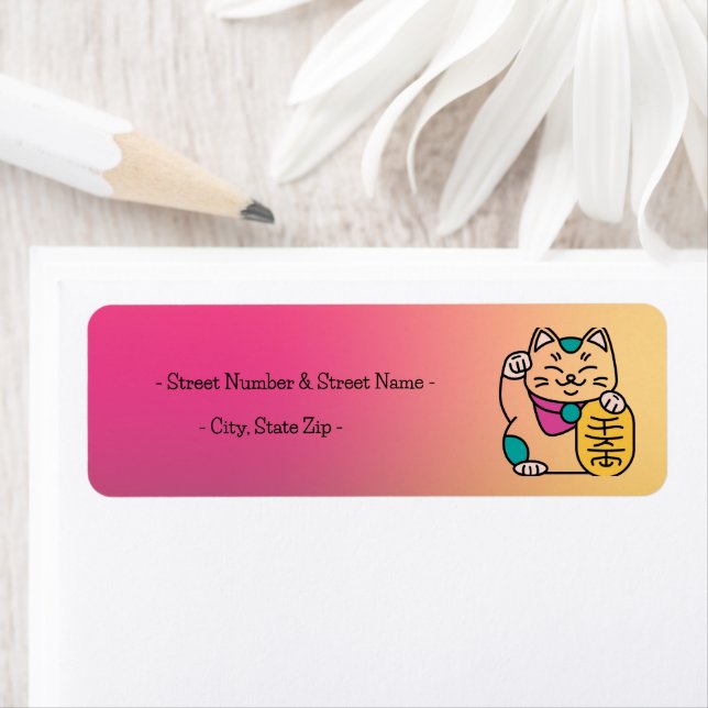 Cute Kawaii Cat return address (Insitu)