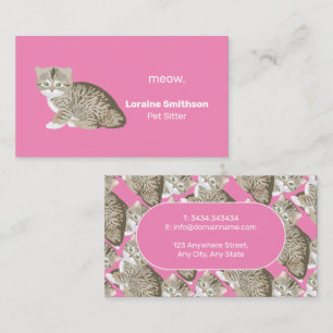 Cute Kawaii Cat Sitter Pink Business Card