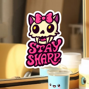 Cute Kawaii Cat Skull Pink Bow Gothic Punk Girl