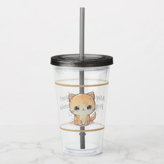 Cute Kawaii Cat Tumbler With Straw