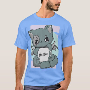 Cute Kawaii Cat With Coffee Mug Moka Barista Neko T-Shirt