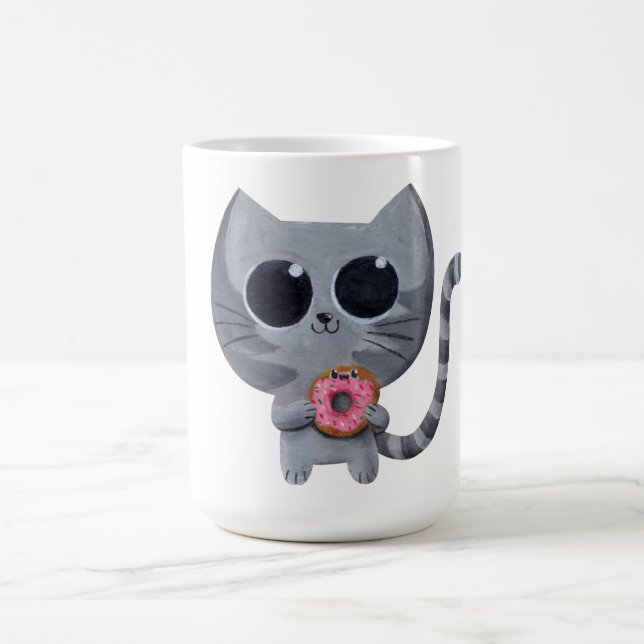 Cute Kawaii Cat with Doughnut Coffee Mug (Center)