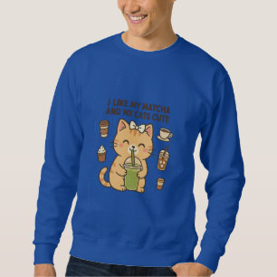Cute Kawaii Cat with Matcha Green Tea Sweatshirt