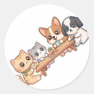 Cute Kawaii Cats and Dogs Sticker Sheet
