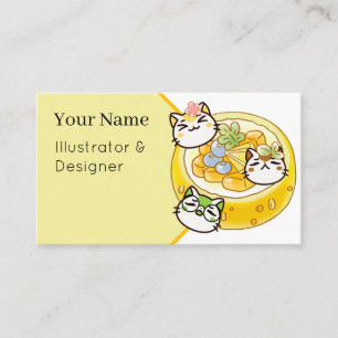 Cute Kawaii Cats and Japanese Cheese Tart Business Card