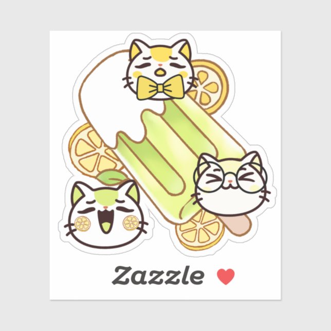 Cute Kawaii Cats and Lemon Ice Pop (Sheet)