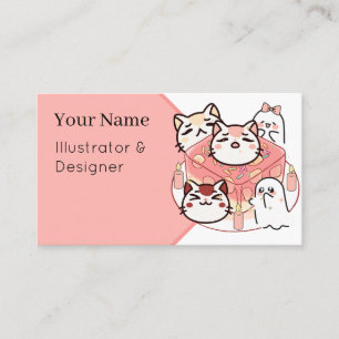 Cute Kawaii Cats and Magical Jelly Ritual Business Card
