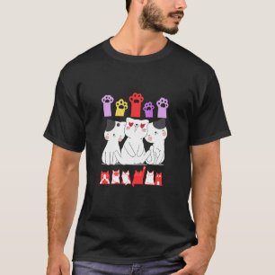 Cute Kawaii Cats and Paws Playful Cat Lover Gift  T-Shirt