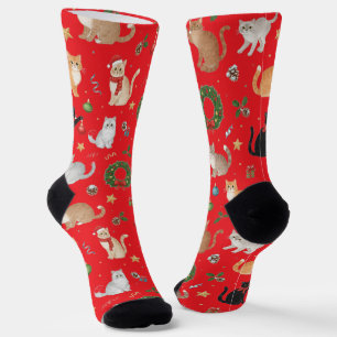 Cute Kawaii Cats & Christmas Decorations Socks