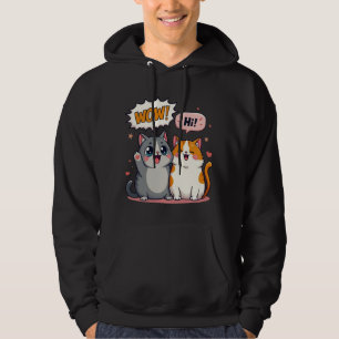 Cute Kawaii Cats Comic Saying Wow and Hi Pullover