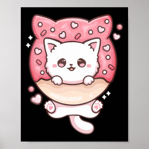 Cute Kawaii Cats Doughnut Anime Lover Otaku Fun Ca Poster