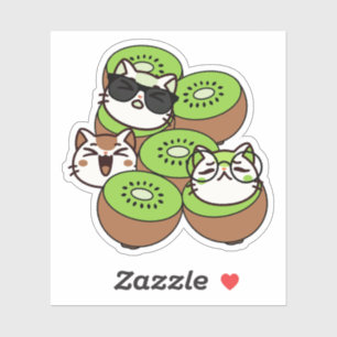 Cute Kawaii Cats in Tropical Kiwi Fruit