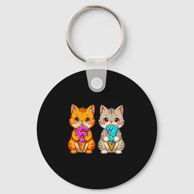 Cute Kawaii Cats Neko 67 Drip Meme Funny Six Seven Key Ring (Front)