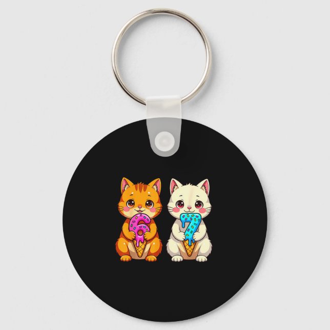 Cute Kawaii Cats Neko 67 Drip Meme Funny Six Seven Key Ring (Front)