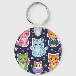 Cute Kawaii Cats Neko Funny Kitten Cat Lover Gift  Key Ring