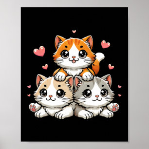 Cute Kawaii Cats Neko Funny Kitten Cat Lover Gift Poster