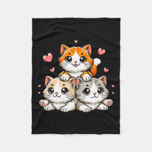 Cute kawaii cats neko funny kitten cat lover giftC Fleece Blanket