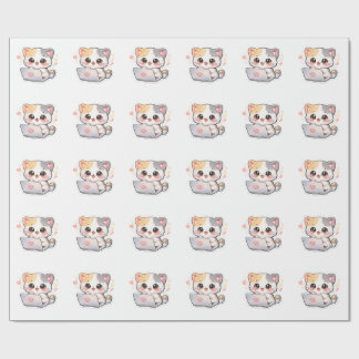 Cute Kawaii Cats Pattern Wrapping Paper