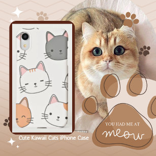 Cute Kawaii Cats Pattern X 11 12 13 14 iPhone Case