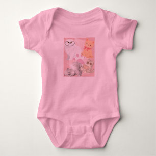 Cute Kawaii Cats Pink Baby Bodysuit Funny Cat Lo