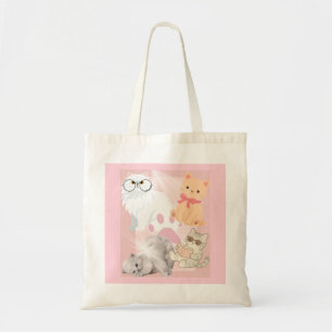 Cute Kawaii Cats Pink Tote Bag   Funny Cat Lover C