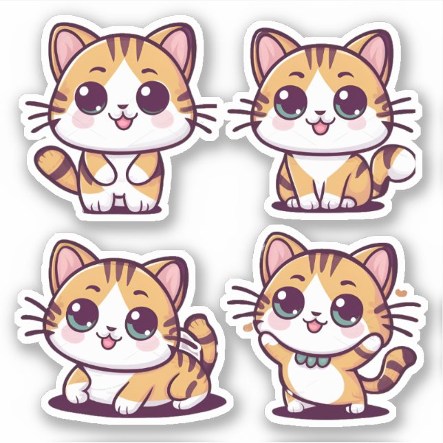 Cute Kawaii Cats posing (Front)