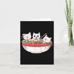 Cute Kawaii Cats Ramen Noodles Anime Japanese Cat Card
