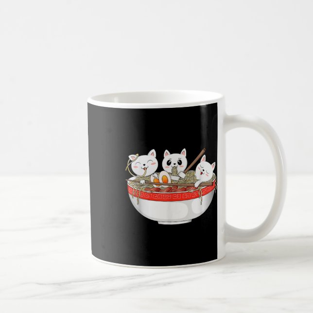 Cute Kawaii Cats Ramen Noodles Anime Japanese Cat  Coffee Mug (Right)