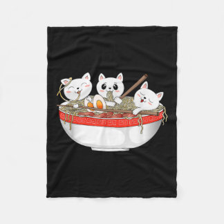 Cute Kawaii Cats Ramen Noodles Anime Japanese Cat  Fleece Blanket