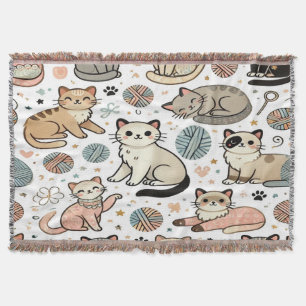 Cute Kawaii Cats Throw Blanket – Cosy and Adorable