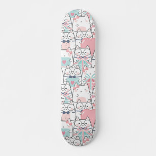 Cute Kawaii Cats with Hearts Skateboard