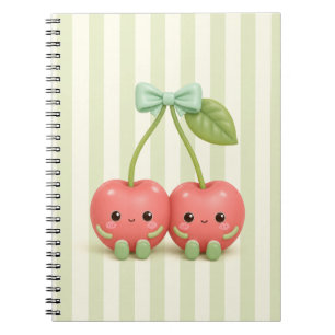 Cute Kawaii Cherry Pair Spiral Notebook