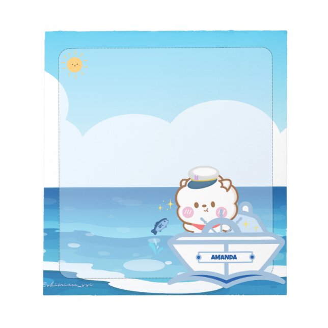 Cute Kawaii Chibi Captain of the Sea Notepad (Front)
