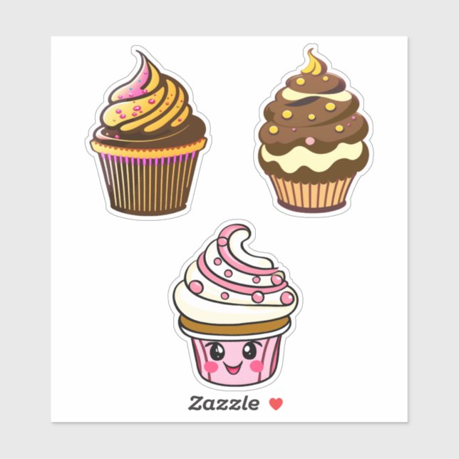 Cute Kawaii Chibi Cupcakes  (Sheet)