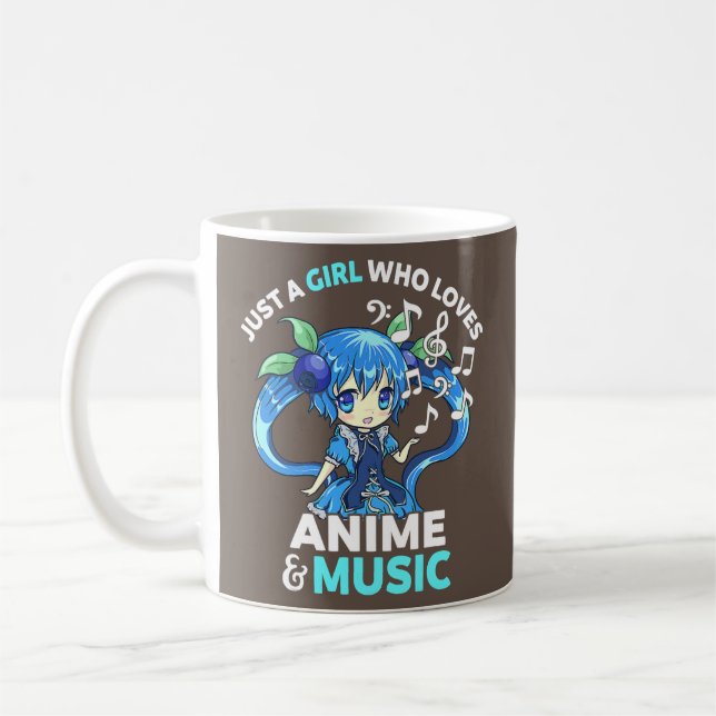Cute Kawaii Chibi Just A Girl Who Loves Anime and Coffee Mug (Left)