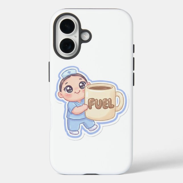 Cute Kawaii Chibi Nurse Giant Coffee Fuel  Case-Mate iPhone Case (Back)