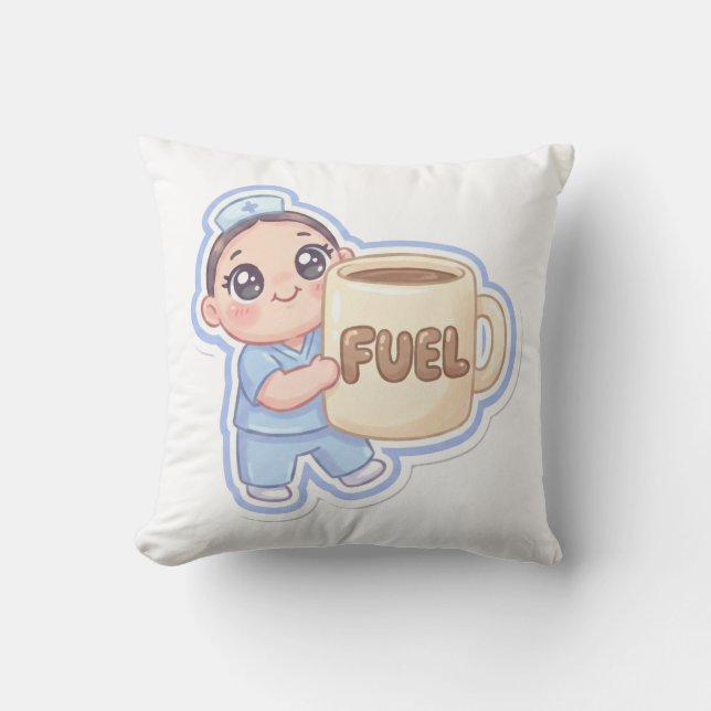 Cute Kawaii Chibi Nurse Giant Coffee Fuel  Cushion (Front)