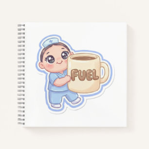 Cute Kawaii Chibi Nurse Giant Coffee Fuel Magnet Notebook