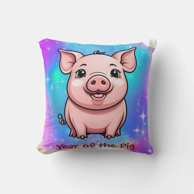 Cute Kawaii Chinese Zodiac Year of the Pig | Cushion (Front)