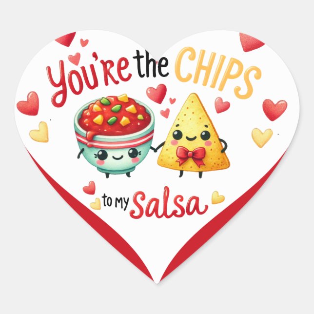 Cute Kawaii Chips and Salsa Heart Sticker (Front)