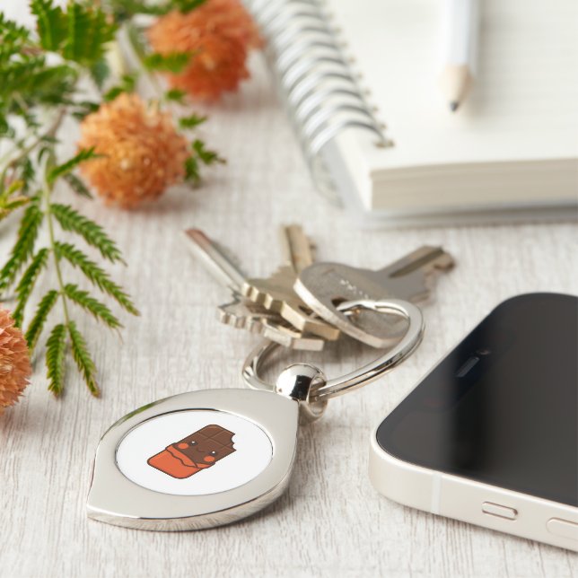 Cute Kawaii Chocolate Bar Key Ring (Side)
