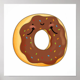 Cute Kawaii Chocoloate Donut Poster