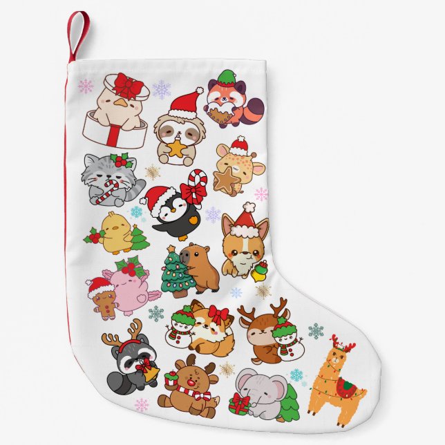 Cute Kawaii Christmas Animal Pattern Stocking (Front)