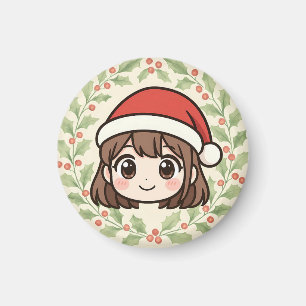 Cute Kawaii Christmas Anime Girl magnet