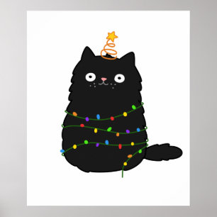 Cute Kawaii Christmas Cat Poster
