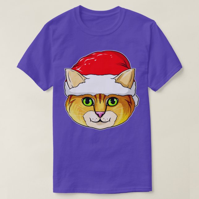 Cute Kawaii Christmas Cat with Santas Hat For Chri T-Shirt (Design Front)