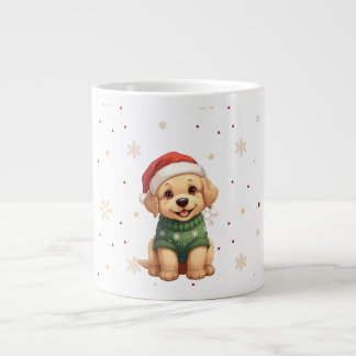 Cute Kawaii Christmas Dog - Puppy Christmas Design Large Coffee Mug